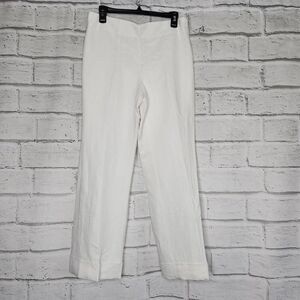 Ann Taylor LOFT Womens White Wide Leg High Waist Lined Linen Pants Size 8P